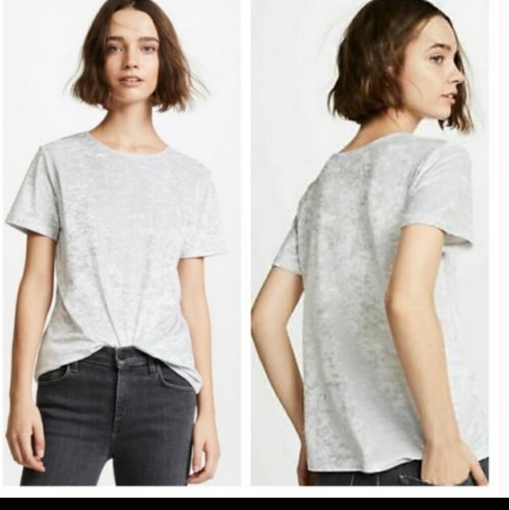 VINCE. Crushed Velvet Silver Tee XS